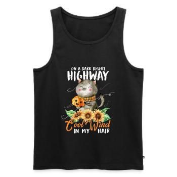 On A Dark Desert Highway Cool Wind In My Hair - Men's Premium Organic Tank Top - black - Front - AI Model Male 178 light (178cm)