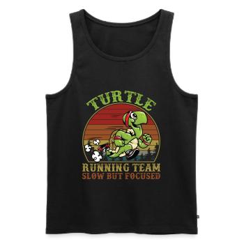 T-shirt drôle d'équipe de course de tortue lente mais concentrée - Débardeur bio Premium Homme - noir - Devant - AI Model Male 178 light (178cm)