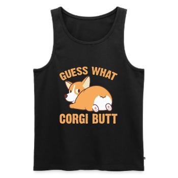 Devinez ce que Corgi Butt Funny Corgi Dog T Shirt - Débardeur bio Premium Homme - noir - Devant - Michal (187cm)