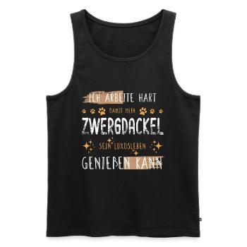 Retro Arbeite Hart Zwergdackel Dackel Luxusleben - Männer Premium Bio Tank Top - Schwarz - Vorne - Michal (187cm)