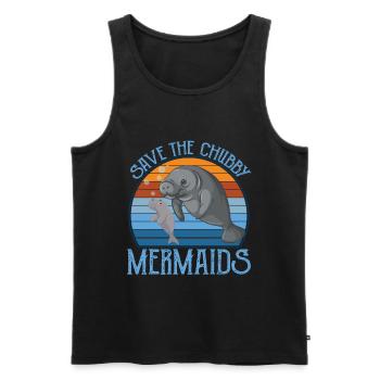 Save The Chubby Mermaids Vintage Sunset - Débardeur bio Premium Homme - noir - Devant - AI Model Male 178 light (178cm)