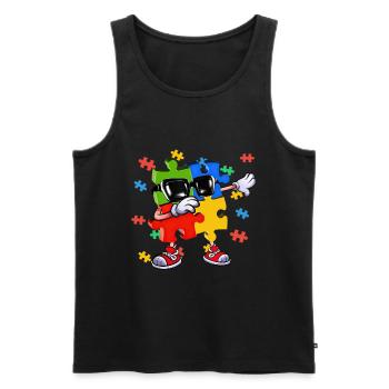Dabbing Puzzle Piece - Men's Premium Organic Tank Top - black - Front - AI Model Male 178 light (178cm)