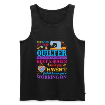 Quilter Sewing Machine - Men's Premium Organic Tank Top - black - Front - AI Model Male 178 light (178cm)