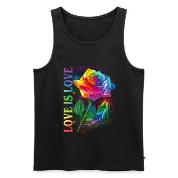 Love Is Love Rainbow Rose LGBT Awareness - Männer Premium Bio Tank Top - Schwarz - Vorne - Michal (187cm)