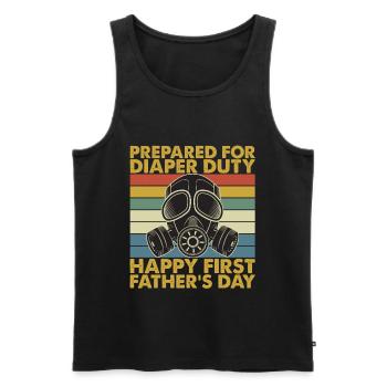 Prepared For Diaper Duty Happy First Father’s Day - Débardeur bio Premium Homme - noir - Devant - AI Model Male 178 light (178cm)