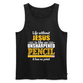 Life Without Jesus Is Like An Unsharpened Pencil - Débardeur bio Premium Homme - noir - Devant - AI Model Male 178 light (178cm)