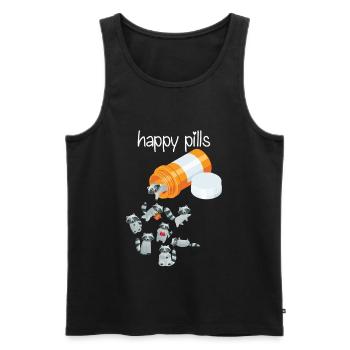 Happy Pills Raccoon - Débardeur bio Premium Homme - noir - Devant - Michal (187cm)