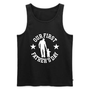 Our First Fathers Day - Männer Premium Bio Tank Top - Schwarz - Vorne - AI Model Male 178 light (178cm)