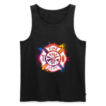 Fireman Wife Gift for Her Funny - Men's Premium Organic Tank Top - black - Front - AI Model Male 178 light (178cm)
