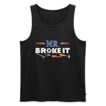Cadeau de mécanicien Mr Broke It Kid - Débardeur bio Premium Homme - noir - Devant - Michal (187cm)