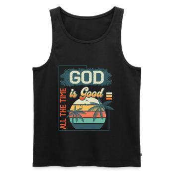 God is Good All The Time Vintage Retro Summer - Männer Premium Bio Tank Top - Schwarz - Vorne - AI Model Male 178 light (178cm)