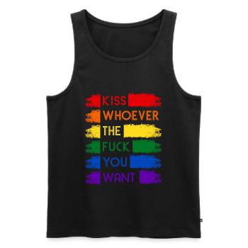 Kiss Whoever Rainbow LGBT - Débardeur bio Premium Homme - noir - Devant - Michal (187cm)