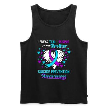 I Wear Teal Purple Suicide Prevention Awareness - Débardeur bio Premium Homme - noir - Devant - Michal (187cm)