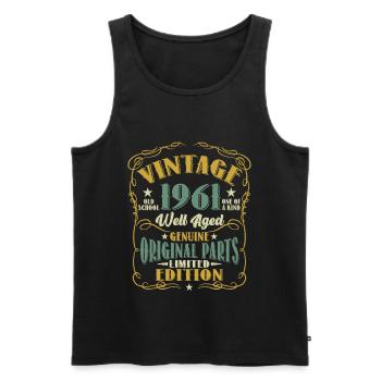 Vintage 1961 Shirt Old School Well Aged - Débardeur bio Premium Homme - noir - Devant - AI Model Male 178 light (178cm)