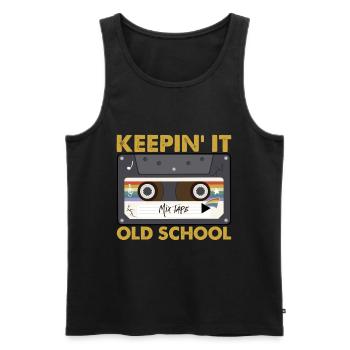 Keepin' It Old School Mix Tape - Men's Premium Organic Tank Top - black - Front - Michal (187cm)