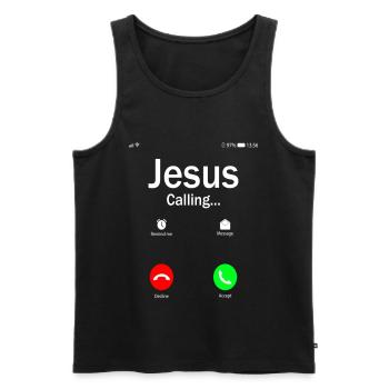 Jesus Is Calling T Shirt - Débardeur bio Premium Homme - noir - Devant - Michal (187cm)
