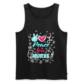 Peace Love Nurse Funny RN Nurse Practitioner - Männer Premium Bio Tank Top - Schwarz - Vorne - AI Model Male 178 light (178cm)