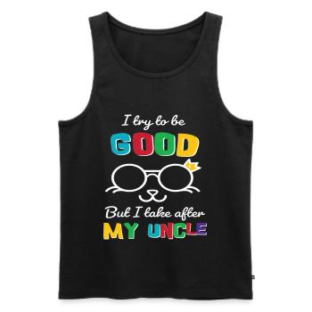 I Try To Be Good But I Take After My Uncle T Shirt - Débardeur bio Premium Homme - noir - Devant - AI Model Male 178 light (178cm)