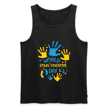 World Down Syndrome Day Hand Print - Men's Premium Organic Tank Top - black - Front - AI Model Male 178 light (178cm)