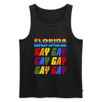 La Floride répète après moi la Gay LGBTQ Pride - Débardeur bio Premium Homme - noir - Devant - AI Model Male 178 light (178cm)