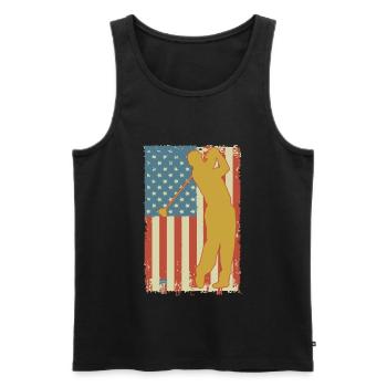 Drapeau américain de golf - Débardeur bio Premium Homme - noir - Devant - Michal (187cm)