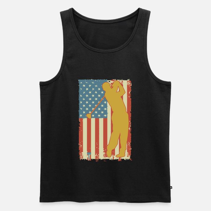 Drapeau américain de golf - Débardeur bio Premium Homme - noir