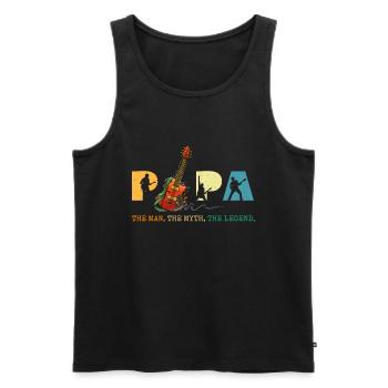 Papa Guitare L’Homme Le Mythe La Légende - Débardeur bio Premium Homme - noir - Devant - Michal (187cm)