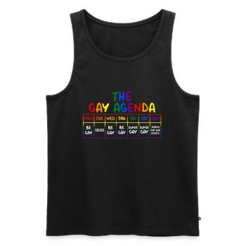 The Gay Agenda Funny LGBT Pride Rainbow - Men's Premium Organic Tank Top - black - Front - AI Model Male 178 light (178cm)