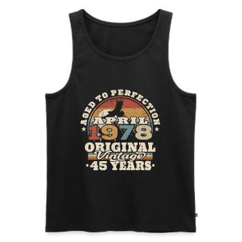 April 1978 - 45 Jahre alt - 45. Geburtstag - Männer Premium Bio Tank Top - Schwarz - Vorne - AI Model Male 178 light (178cm)