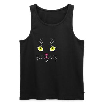 Chats Visage Yeux - Débardeur bio Premium Homme - noir - Devant - AI Model Male 178 light (178cm)