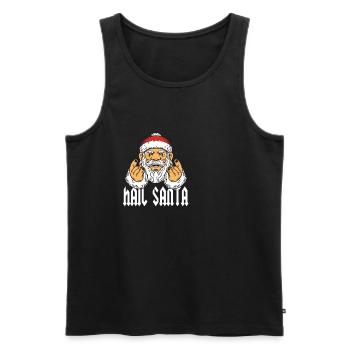 Santa Rock Metal Hail Devil Pommes fork gift - Men's Premium Organic Tank Top - black - Front - AI Model Male 178 light (178cm)