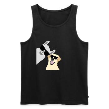 Lama Alpaca Labrador Golden Retriever - Men's Premium Organic Tank Top - black - Front - Michal (187cm)