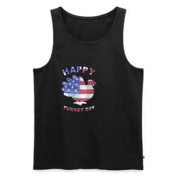 Thanksgiving Happy Turkey Day - Men's Premium Organic Tank Top - black - Front - Michal (187cm)