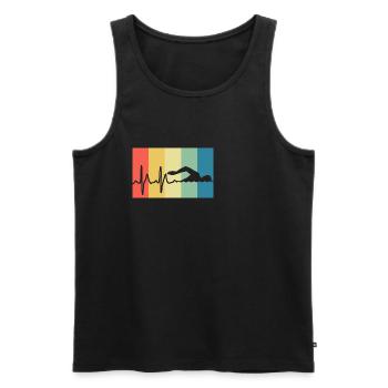 Schwimmer Herzschlag, EKG - Männer Premium Bio Tank Top - Schwarz - Vorne - Michal (187cm)