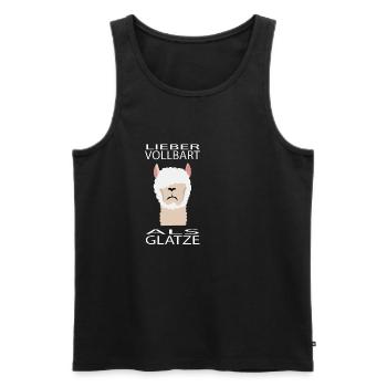 Alpaka - Lieber Vollbart als Glatze - Männer Premium Bio Tank Top - Schwarz - Vorne - Michal (187cm)