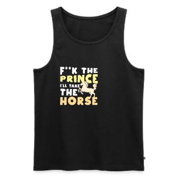 Scheiß auf den Prinzen, ich nehme das Pferd - Männer Premium Bio Tank Top - Schwarz - Vorne - AI Model Male 178 light (178cm)