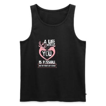 Une vie sans toi est possible, mais le trou des sens - Débardeur bio Premium Homme - noir - Devant - AI Model Male 178 light (178cm)