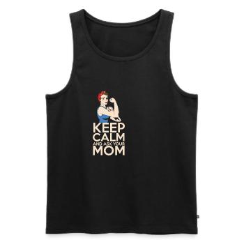 Reste calme et demande à maman Reste calme et demande à maman - Débardeur bio Premium Homme - noir - Devant - AI Model Male 178 light (178cm)