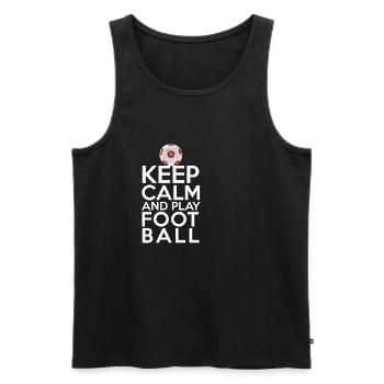 Restez calme Restez calme et jouez au football - Débardeur bio Premium Homme - noir - Devant - AI Model Male 178 light (178cm)