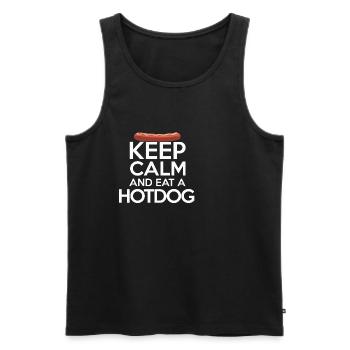 Keep calm Stay calm and eat a hot dog - Men's Premium Organic Tank Top - black - Front - AI Model Male 178 light (178cm)
