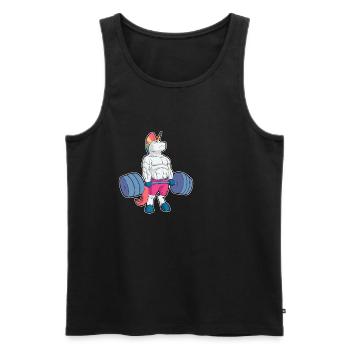 Deadlift Unicorn Fitness Cadeau de Licorne - Débardeur bio Premium Homme - noir - Devant - Michal (187cm)