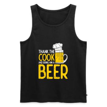 Remerciez le cuisinier et apportez-lui une bière - Débardeur bio Premium Homme - noir - Devant - Michal (187cm)