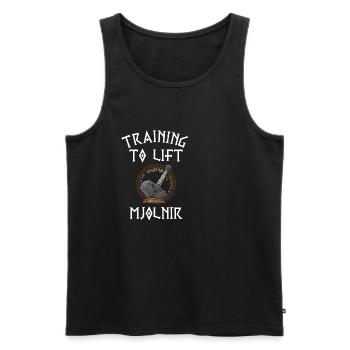 Training to lift Mjolnir Gym Fitness Wikinger - Männer Premium Bio Tank Top - Schwarz - Vorne - Michal (187cm)