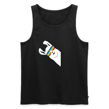 Llama Alpaca WHITE RAINBOW PILLAR - Men's Premium Organic Tank Top - black - Front - AI Model Male 178 light (178cm)