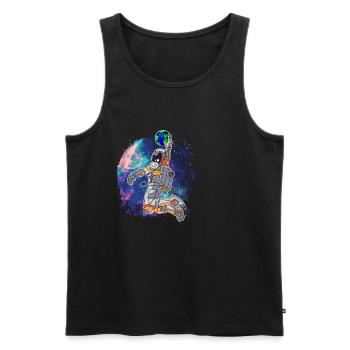 Cool astronaut plays basketball in space - Men's Premium Organic Tank Top - black - Front - Michal (187cm)
