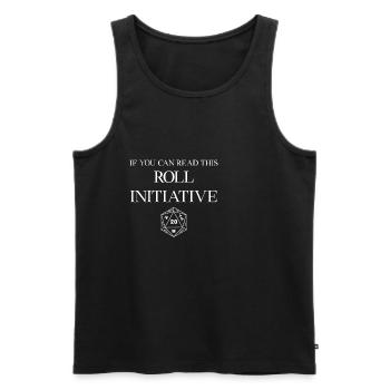 If you can read this ROLL INITIATIVE! - Men's Premium Organic Tank Top - black - Front - AI Model Male 178 light (178cm)