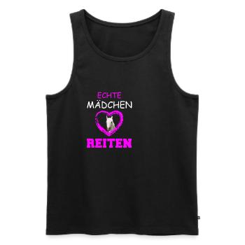 ECHTE MAeDCHEN REITEN - Männer Premium Bio Tank Top - Schwarz - Vorne - AI Model Male 178 light (178cm)