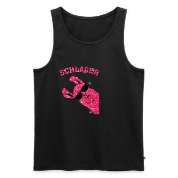SCHLAGER LAMA für Damen, Frauen, Männer Geschenk - Männer Premium Bio Tank Top - Schwarz - Vorne - Michal (187cm)