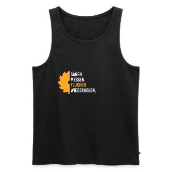 Holz - Männer Premium Bio Tank Top - Schwarz - Vorne - Michal (187cm)