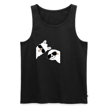 Alpaca laughs with sloth Sloth - Men's Premium Organic Tank Top - black - Front - Michal (187cm)